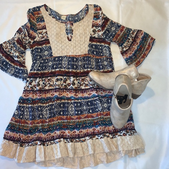 Sold Paper Crane Boho Cold Shoulder Dress - Picture 2 of 8